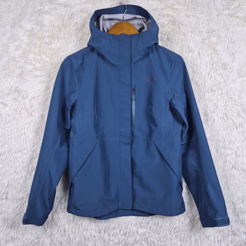 The North Face Womens Dryzzle Futurelight Jacket Blue Hooded Rain Coat Small